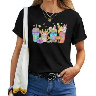 Cute Easter Day Easter Coffee Lover Girl Women T-shirt - Seseable
