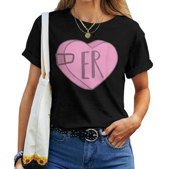 Cute Er Nurse Candy Heart For Valentines Day Scrub Top Women T-shirt - Monsterry CA