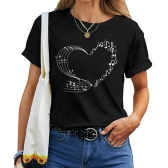 Cute Heart Music Note Girls Musicians Women T-shirt - Monsterry