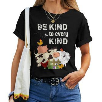 Cute Be Kind To Every Kind Animal Lover Vegetarian Women T-shirt - Monsterry