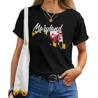 Cute Maryland Map Flag State Pride Women T-shirt - Monsterry AU