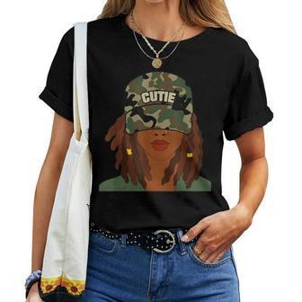 Cutie Loc'd Girl With Camo Hat Locs Women T-shirt - Seseable