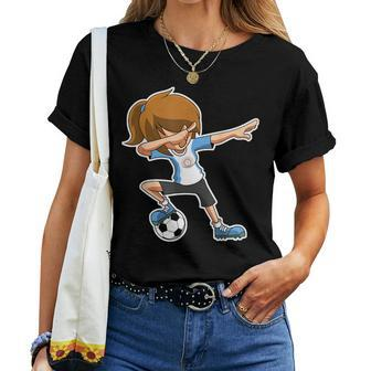 Dabbing Soccer Girl Argentina Argentinian Flag Jersey Women T-shirt - Monsterry AU