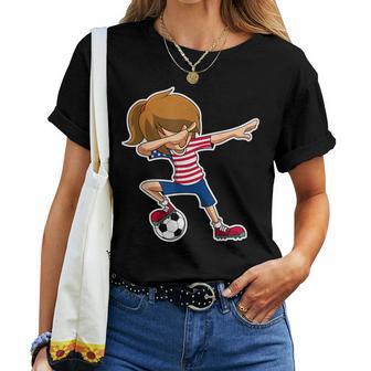 Dabbing Soccer Girl Usa American Flag Jersey Women T-shirt - Monsterry DE