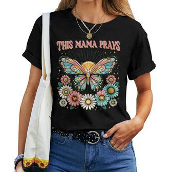 Damen Diese Mama Betet Christian Mommy Faith Zum Muttertag Mit-Ausschnitt T-shirt Frauen - Geschenkecke