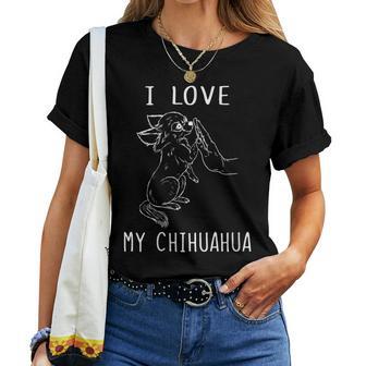 Damen Ich Liebe Meine Chihuahua Mama Chihuahua Papa Chihuahua Mit-Ausschnitt T-shirt Frauen - Geschenkecke