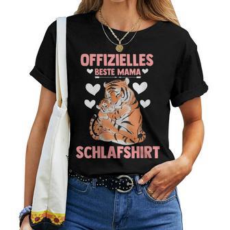 Damen Offizielles Beste Mama Schlaf Tiger Muttertag Mutter Mit-Ausschnitt T-shirt Frauen - Geschenkecke