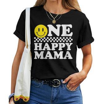 Damen One Happy Dude Mama 1 Geburtstag Familie Matching Mit-Ausschnitt T-shirt Frauen - Geschenkecke