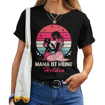 Damen Witzige Mom Muttertag Sprüche Tochter Mama Ist Meine Heldin Raglan T-shirt Frauen - Geschenkecke