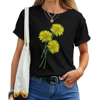 Dandelion & Thistle Bouquet For Yellow Flowers Friends Women T-shirt - Monsterry