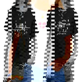 Dinamarca Heartbeat Ekg Pulse Dinamarca Bandera Raíces Hombres Es Camiseta de mujer - Regaloses