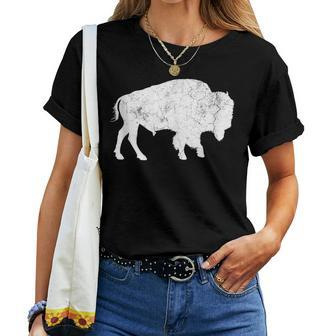 Distressed Buffalo Retro Bison Animal Lover Dad Women T-shirt - Monsterry CA