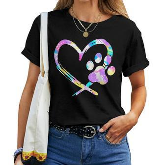 Dog Paw Heart Dogs Lover Dog Mom Dog Dad Valentine's Day Women T-shirt - Thegiftio