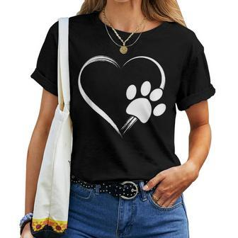 Dog Paw Print Heart For Mom For Dad Women T-shirt - Monsterry AU