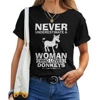 Donkey Lover Never Underestimate A Woman Who Women T-shirt - Thegiftio UK