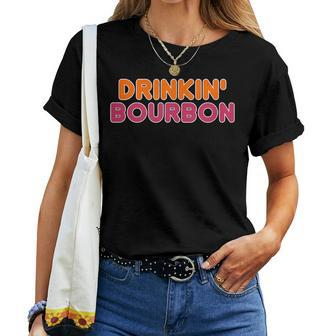 Drinking Bourbon Whiskey Donut Style Women T-shirt - Monsterry AU