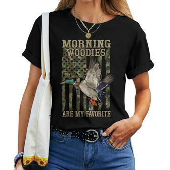 Duck- Morning Woodies My Favorite Hunter Hunting Women T-shirt | Mazezy