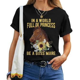 Dy Floral Be A Boss Mare Equestrian Horse Girl Sayings Women T-shirt - Monsterry