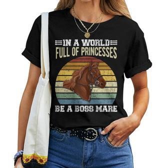 Dy Retro Be A Boss Mare Equestrian Horse Girl Sayings Women T-shirt - Monsterry