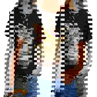 Easter Bunny Rabbit Happy Bunny Flower Graphic Girls Women T-shirt - Thegiftio