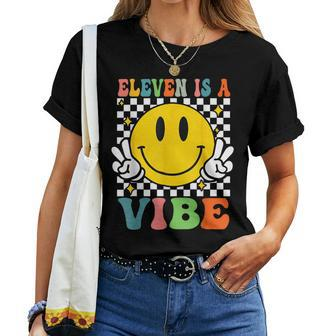 Eleven Is A Vibe 11Th Birthday Groovy Boys Girls 11 Year Old Women T-shirt - Seseable