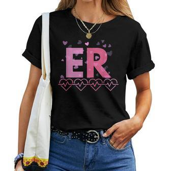 Emergency Department Valentines Day Er Ed Nurse Rn Tech Women T-shirt | Mazezy