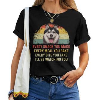 Every Snack You Make Husky Dog Mom Dog Dad Retro Women T-shirt - Monsterry UK