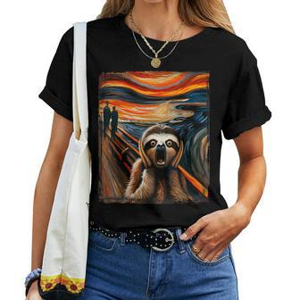 Expressionist Scream For Sloth Lovers Artistic Sloth Women T-shirt - Seseable