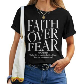 Faith Over Fear Christian On Back Women T-shirt | Mazezy