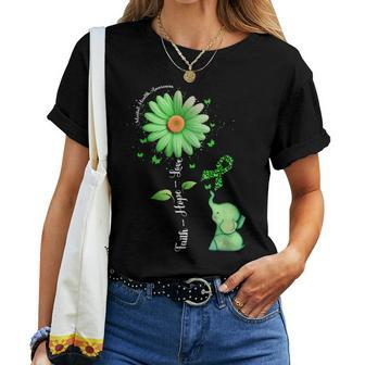 Faith Hope Love Sunflower Elephant Mental Health Awareness Women T-shirt - Seseable