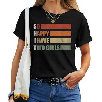 Father Of 2 Daughters Retro Papaon Zwei Girls' T-shirt Frauen - Geschenkecke