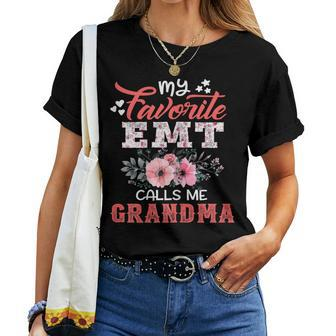 My Favorite Emt Calls Me Grandma Floral Mother's Day Women T-shirt - Monsterry DE