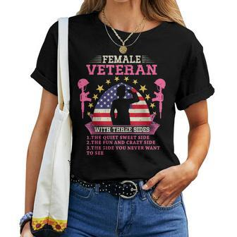Female Veteran With Three Sides Veteran Mother 2023 Women T-shirt - Monsterry