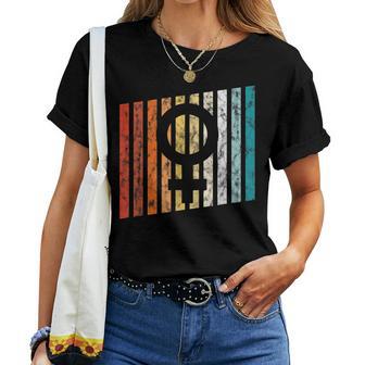 Feminist Retro Rainbow Stripe Venus Symbol Voter Pride Women T-shirt - Monsterry CA