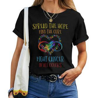 Fight Cancer In All And Every Color Ribbons Flower Heart Women T-shirt - Monsterry