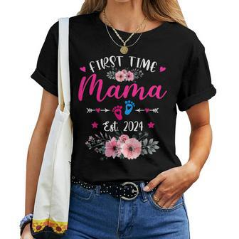 First Time Mama 2024 Mother's Day Soon To Be Mom Pregnancy Women T-shirt - Seseable