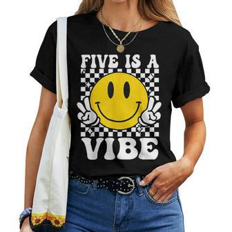 Five Is A Vibe 5Th Birthday Groovy Boys Girls 5 Years Old Women T-shirt - Monsterry UK