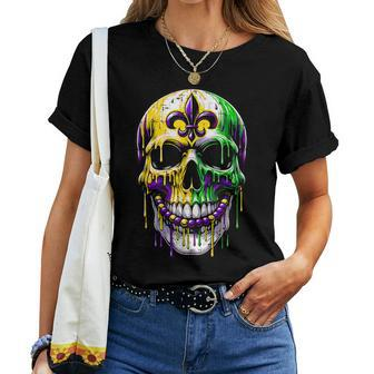 Fleur De Lis Mardi Gras Skulls Girls Boys Outfit Women T-shirt | Mazezy