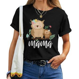 Floral Owl Mom & Baby Mama Animal Mother's Day Owls Lover Women T-shirt - Monsterry