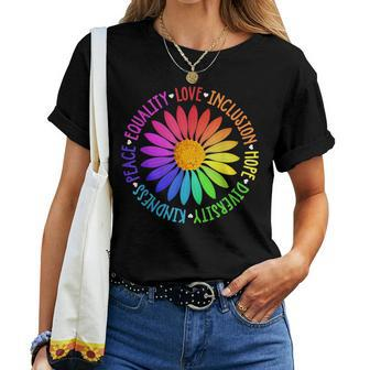 Flower Kindness Peace Equality Rainbow Flag Lgbtq Ally Pride Women T-shirt - Monsterry UK