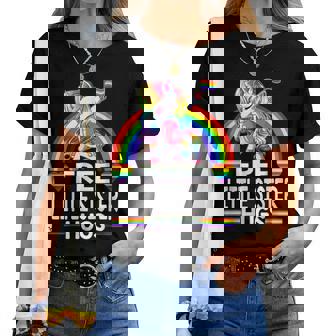 Free Little Sister Hugs Unicorn Lgbt Pride Rainbow Women T-shirt | Mazezy