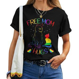 Free Mom Hugs Lgbt Pride Mama Cat Rainbow Cute Women T-shirt - Monsterry AU