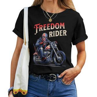 Freedom Rider Motorcycle American Flag Patriotic Usa Women T-shirt - Monsterry CA