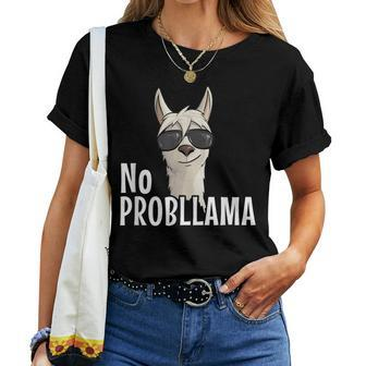Funky Hipster Llama With Sunglasses No Prob-Llama Women T-shirt - Seseable