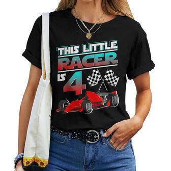 4Th Birthday Race Car 4 Yrs Old Boy Girl Racer Women T-shirt - Monsterry UK