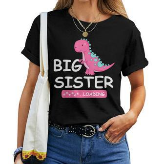 Dinosaur I'm Going To Be Big Sister 2024 Baby Loading Women T-shirt - Monsterry UK