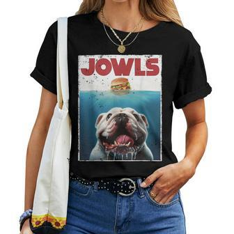 English Bulldog Jowls British Bully Burger Dog Mom Dad Women T-shirt | Mazezy