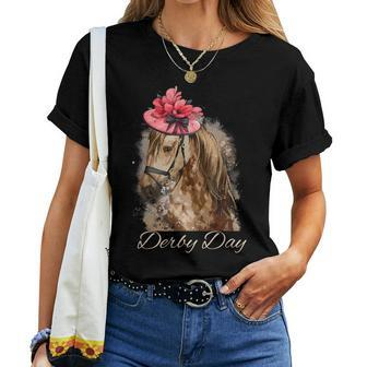 Hat Horse Racing Derby Party On Derby Day 2024 Women T-shirt - Seseable
