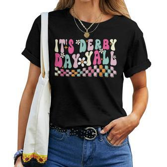 Horse Racing Groovy It's Derby Day Yall Derby Horse Women T-shirt - Seseable