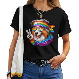 Rainbow Lgbt Gay Pride Lesbian Australian Shepherd Women T-shirt - Monsterry AU